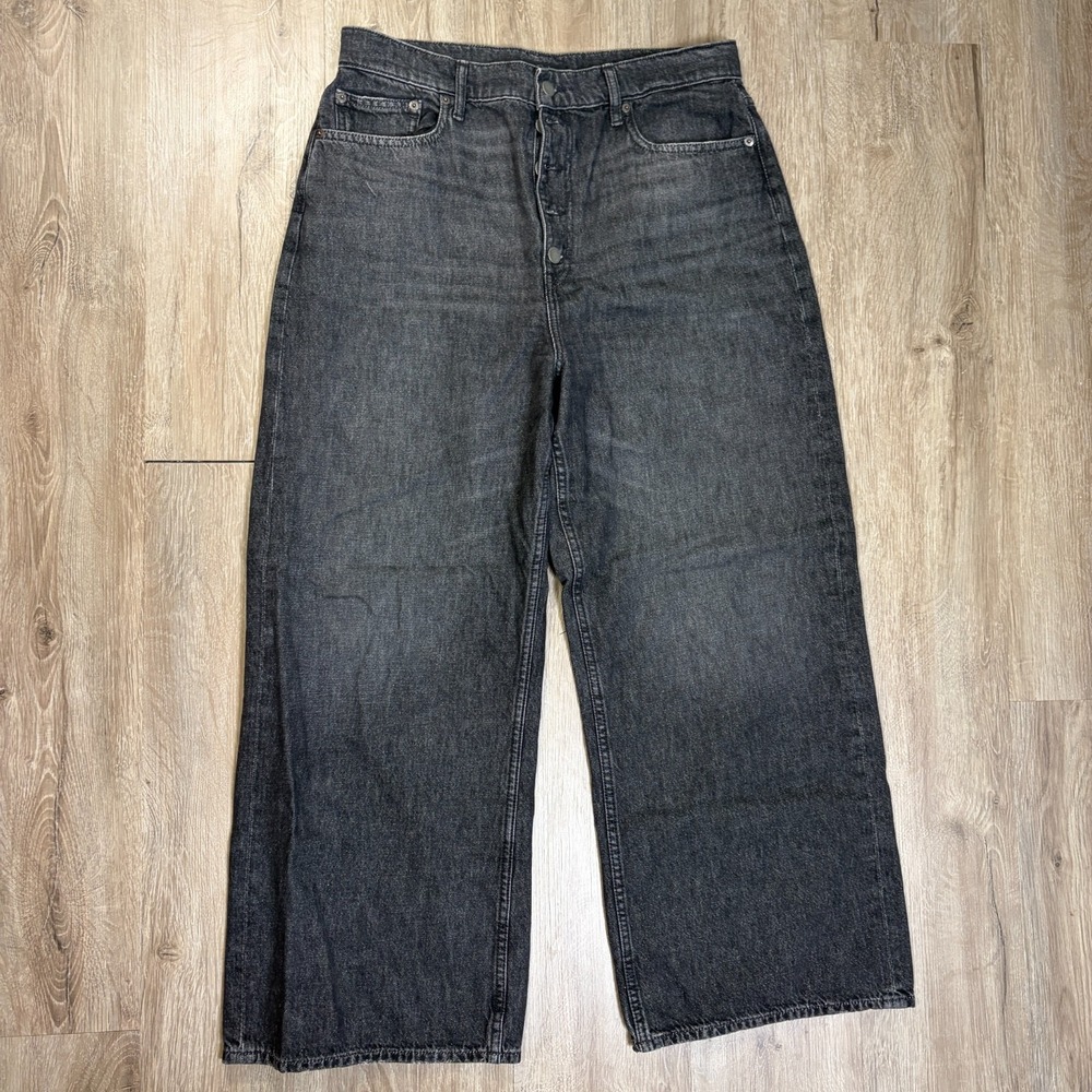 Polo Ralph Lauren Womens High Rise Wide Leg Crop Dark Gray Wash Jean 32R